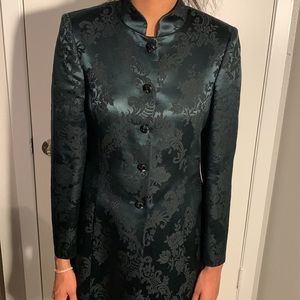 ESCADA Margaretha Ley Brocade Pants Suit Size 36 Green Black-Excellent Condition